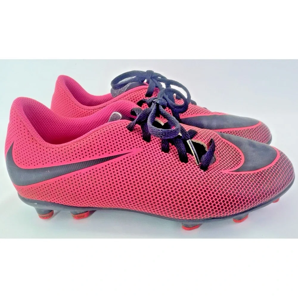 Nike Bravata Soccer Cleats Girls Youth Kids Size 3.5 Y Pink Black 844442-600